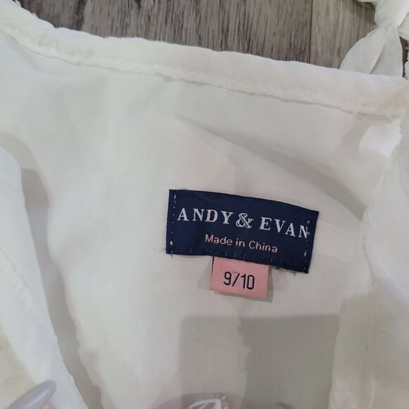 Andy & Evan NWT White Star Gathered Flowy Girls forth of july USA Dress sz 9/10 - Picture 4 of 7